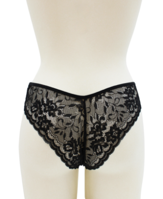Culotte noire en dentelle avec nœud en satin 